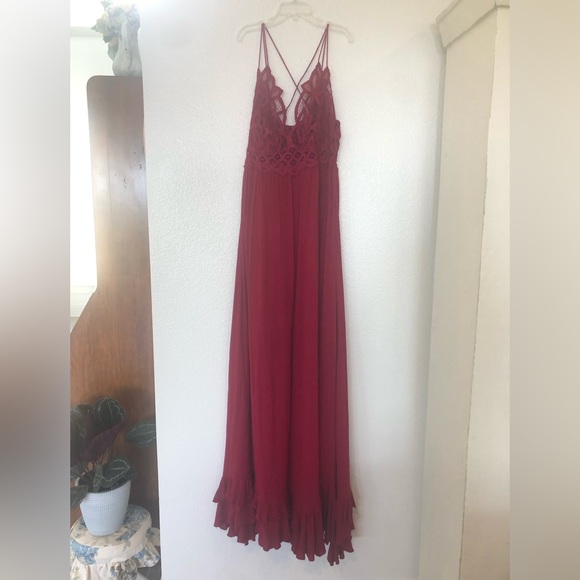 Free People Red Backless Maxi Dress - Picture 3 of 12